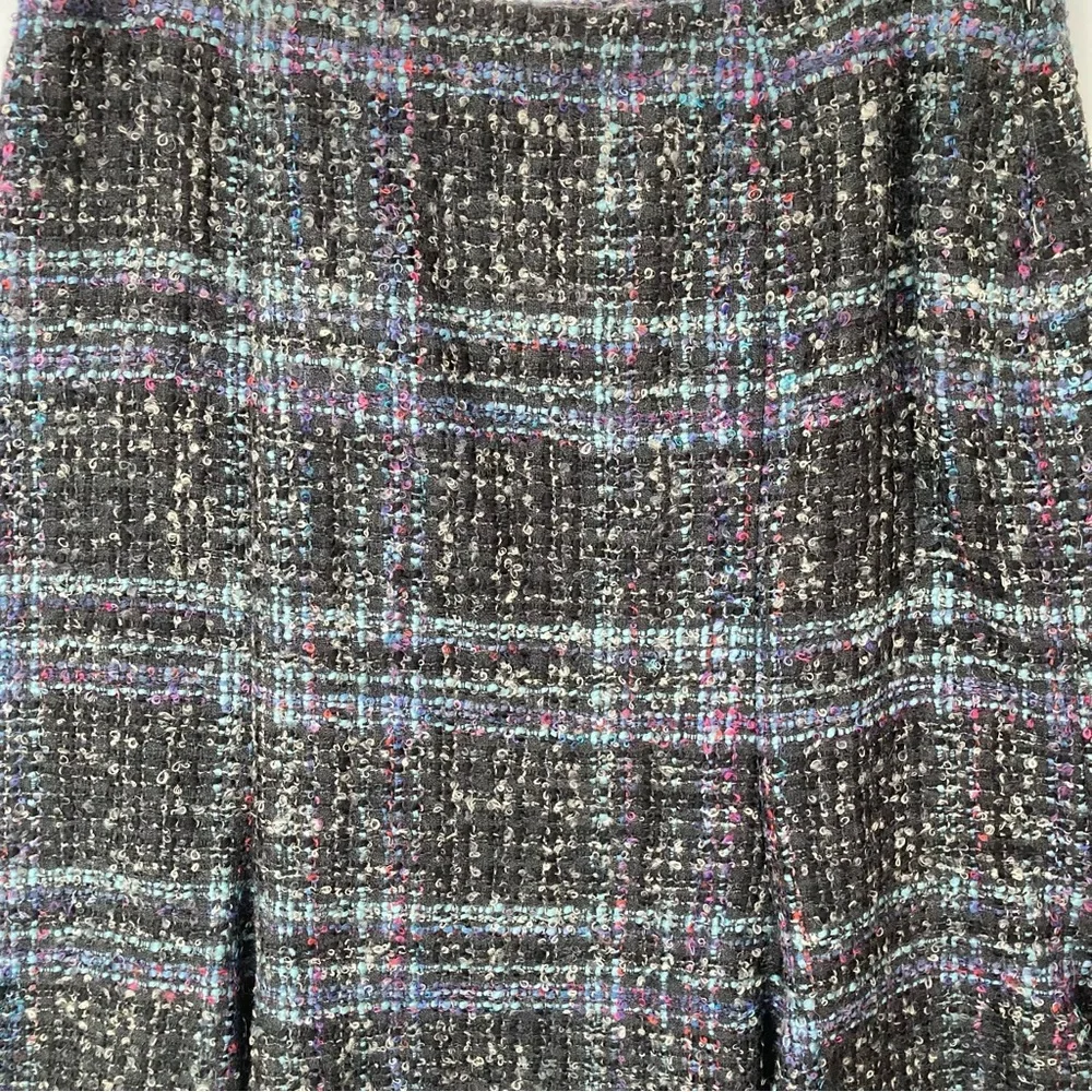 Jones New York Wool Blend Plaid Skirt Black Blue